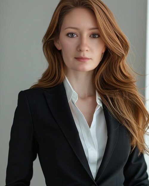 Laura with business wear, Owner of Socially, Laura, a business that provides social media digital marketing services for small and medium businesses